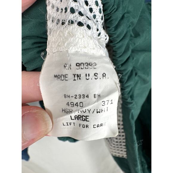 90s Vintage Jacket Mens Large Blue Green Windbreaker Full Zip Funnel Colorblock - Picture 4 of 6